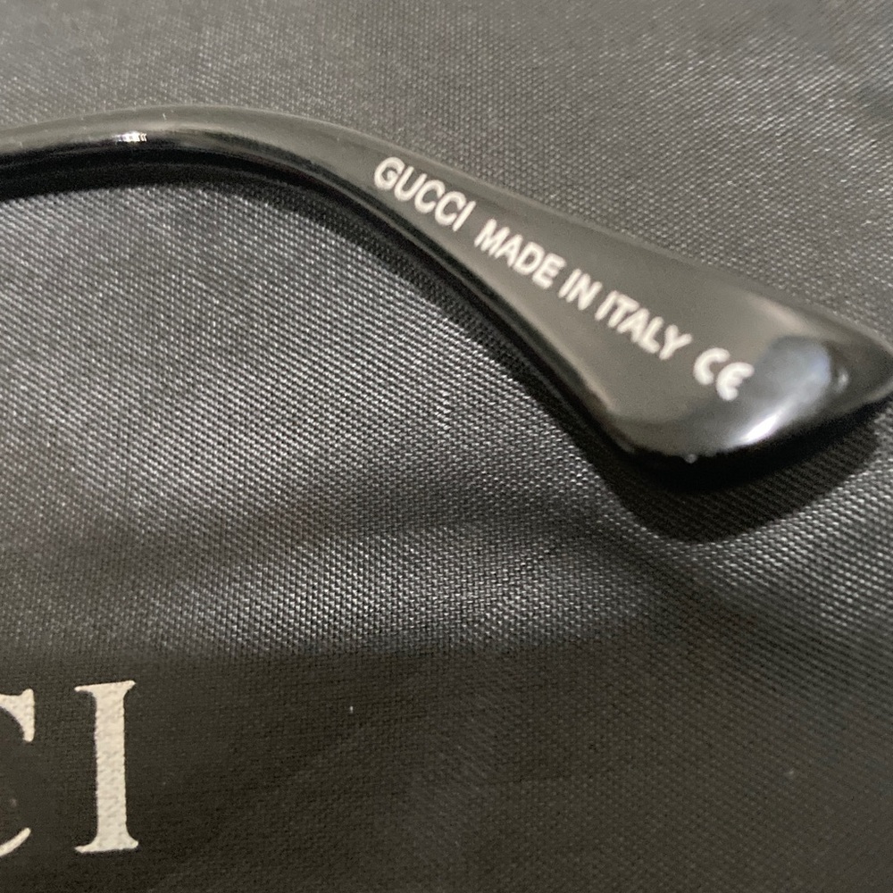 Gucci Gold Frame Sunglasses with Brown Lenses and Black Tips - Picture 9 of 16